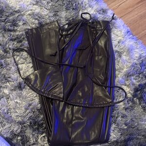 Brown Leather Women's 2 piece set